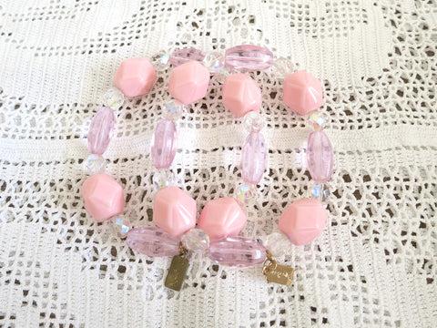 Pink Beaded Stretchy Bracelets