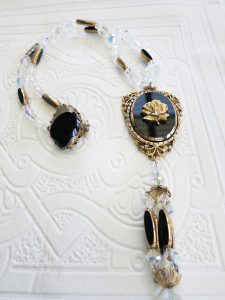 Black and Gold Rose Necklace