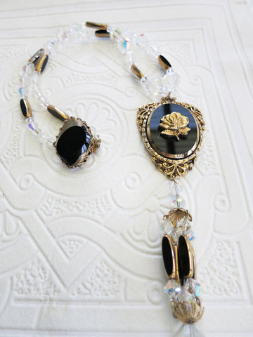 Black and Gold Rose Necklace