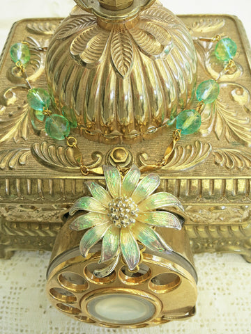 Iridescent Green Flower Necklace
