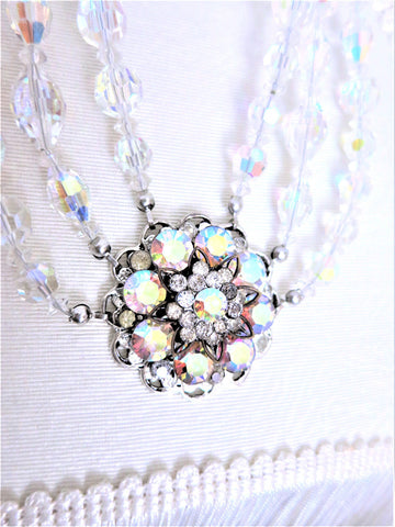 Swarovski Crystal Three Strand Swag Necklace