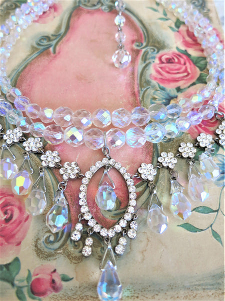 Cascading Teardrop Swarovski Crystal Necklace