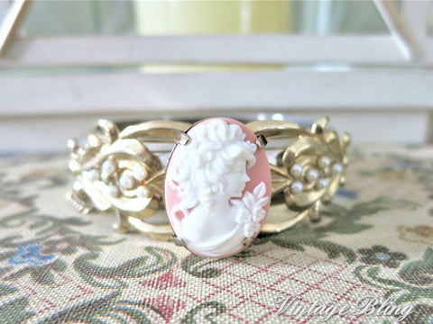 Pink Cameo Bracelet