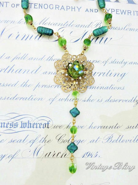 Fabulous Long Green Necklace