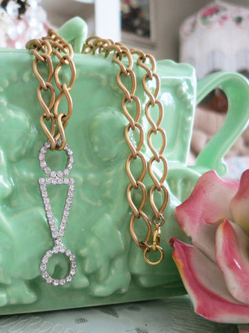 Geometric Rhinestones with Chunky Gold Chain