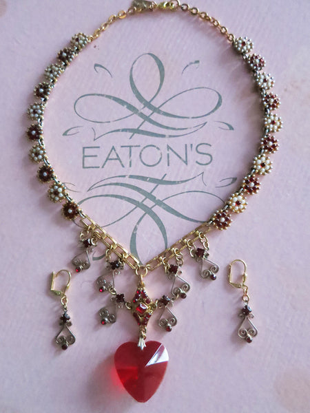 Heart Throb Necklace and Earring Set