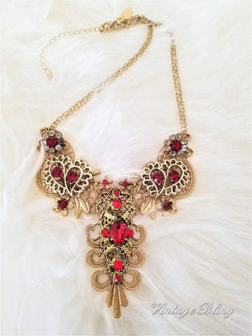 Beautiful Red Bib Necklace