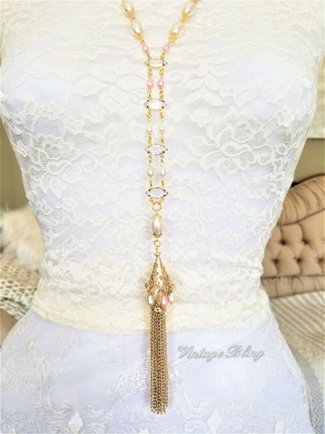 Ladder Design Pastel Pearl Necklace